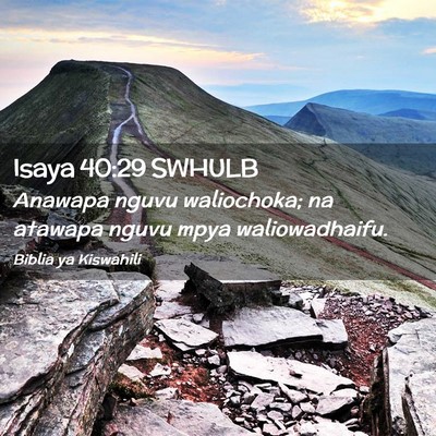 Picture 02 - Isaya 40:29 SWHULB - Anawapa nguvu waliochoka; na atawapa nguvu mpya - Bible Verse Picture
