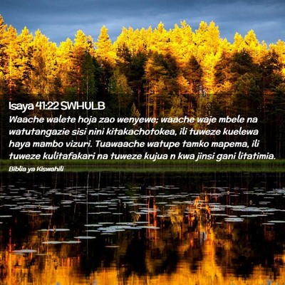Picture 02 - Isaya 41:22 SWHULB - Waache walete hoja zao wenyewe; waache waje mbele - Bible Verse Picture