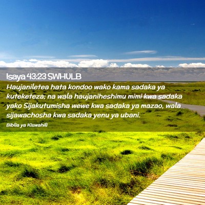 Picture 02 - Isaya 43:23 SWHULB - Haujaniletea hata kondoo wako kama sadaka ya - Bible Verse Picture