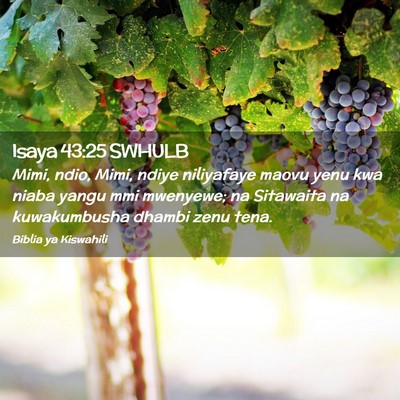 Picture 02 - Isaya 43:25 SWHULB - Mimi, ndio, Mimi, ndiye niliyafaye maovu yenu kwa - Bible Verse Picture