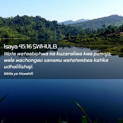 Picture 02 - Isaya 45:16 SWHULB - Wote wataabishwa na kuzaraliwa kwa pamoja; wale - Bible Verse Picture