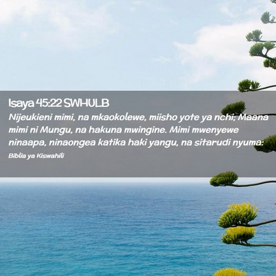 Picture 02 - Isaya 45:22 SWHULB - Nijeukieni mimi, na mkaokolewe, miisho yote ya - Bible Verse Picture