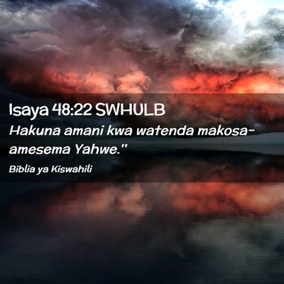 Picture 02 - Isaya 48:22 SWHULB - Hakuna amani kwa watenda makosa- amesema - Bible Verse Picture