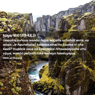 Picture 02 - Isaya 48:6 SWHULB - Umesikia kuhusu mambo haya; angalia ushahidi - Bible Verse Picture