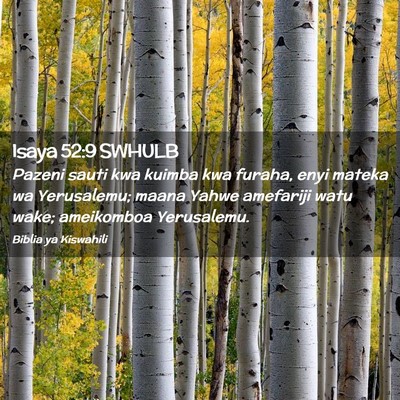 Picture 02 - Isaya 52:9 SWHULB - Pazeni sauti kwa kuimba kwa furaha, enyi mateka - Bible Verse Picture