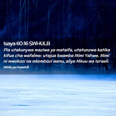 Picture 02 - Isaya 60:16 SWHULB - Pia utakunywa maziwa ya mataifa, utatunzwa katika - Bible Verse Picture