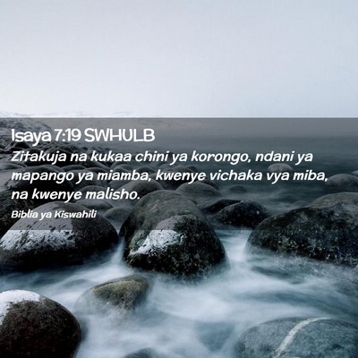 Picture 02 - Isaya 7:19 SWHULB - Zitakuja na kukaa chini ya korongo, ndani ya - Bible Verse Picture