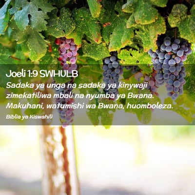 Picture 02 - Joeli 1:9 SWHULB - Sadaka ya unga na sadaka ya kinywaji zimekatiliwa - Bible Verse Picture