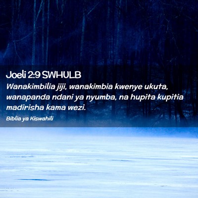 Picture 02 - Joeli 2:9 SWHULB - Wanakimbilia jiji, wanakimbia kwenye ukuta, - Bible Verse Picture