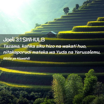 Picture 02 - Joeli 3:1 SWHULB - Tazama, katika siku hizo na wakati huo, - Bible Verse Picture