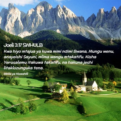 Picture 02 - Joeli 3:17 SWHULB - Kwa hiyo mtajua ya kuwa mimi ndimi Bwana, Mungu - Bible Verse Picture