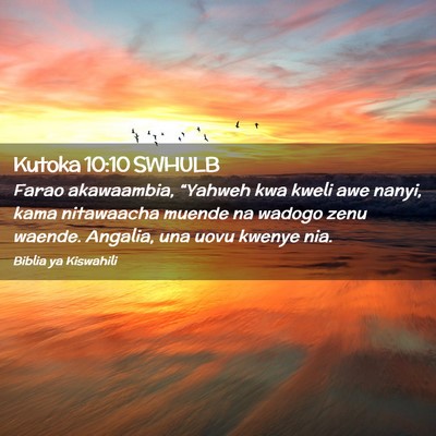 Picture 02 - Kutoka 10:10 SWHULB - Farao akawaambia, “Yahweh kwa kweli awe nanyi, - Bible Verse Picture