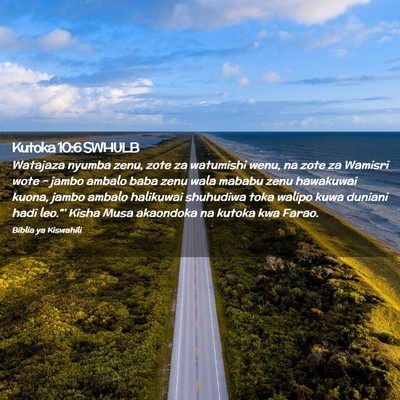 Picture 02 - Kutoka 10:6 SWHULB - Watajaza nyumba zenu, zote za watumishi wenu, na - Bible Verse Picture