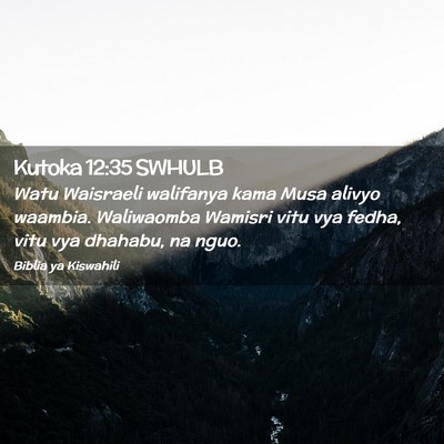 Picture 02 - Kutoka 12:35 SWHULB - Watu Waisraeli walifanya kama Musa alivyo - Bible Verse Picture