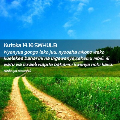 Picture 02 - Kutoka 14:16 SWHULB - Nyanyua gongo lako juu, nyoosha mkono wako - Bible Verse Picture