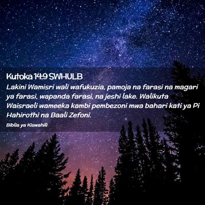 Picture 02 - Kutoka 14:9 SWHULB - Lakini Wamisri wali wafukuzia, pamoja na farasi - Bible Verse Picture