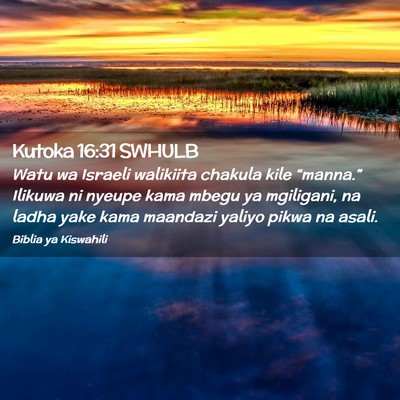 Picture 02 - Kutoka 16:31 SWHULB - Watu wa Israeli walikiita chakula kile - Bible Verse Picture