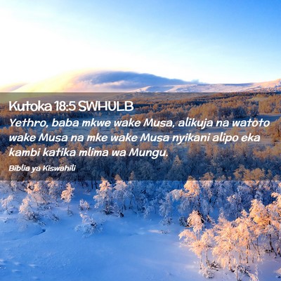 Picture 02 - Kutoka 18:5 SWHULB - Yethro, baba mkwe wake Musa, alikuja na watoto - Bible Verse Picture