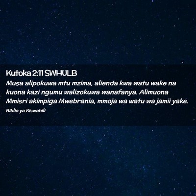 Picture 02 - Kutoka 2:11 SWHULB - Musa alipokuwa mtu mzima, alienda kwa watu wake - Bible Verse Picture