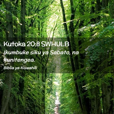 Picture 02 - Kutoka 20:8 SWHULB - Ikumbuke siku ya Sabato, na - Bible Verse Picture