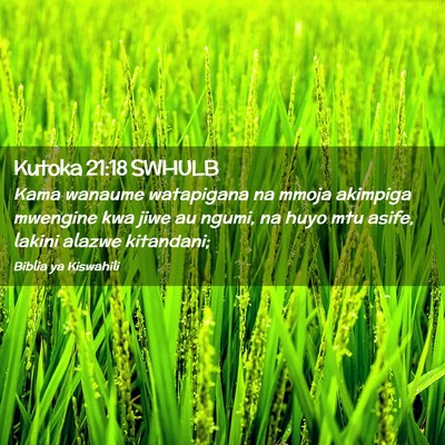 Picture 02 - Kutoka 21:18 SWHULB - Kama wanaume watapigana na mmoja akimpiga - Bible Verse Picture