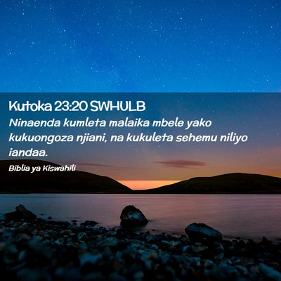 Picture 02 - Kutoka 23:20 SWHULB - Ninaenda kumleta malaika mbele yako kukuongoza - Bible Verse Picture