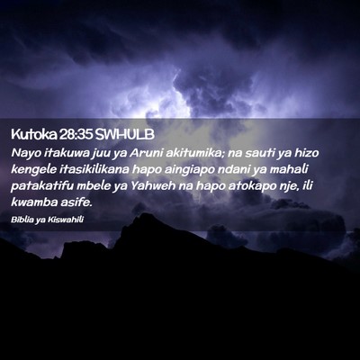 Picture 02 - Kutoka 28:35 SWHULB - Nayo itakuwa juu ya Aruni akitumika; na sauti ya - Bible Verse Picture