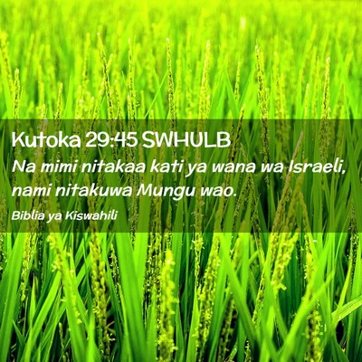 Picture 02 - Kutoka 29:45 SWHULB - Na mimi nitakaa kati ya wana wa Israeli, nami - Bible Verse Picture
