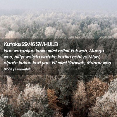 Picture 02 - Kutoka 29:46 SWHULB - Nao watanijua kuwa mimi ndimi Yahweh, Mungu wao, - Bible Verse Picture