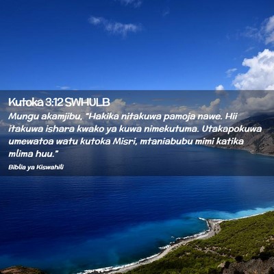 Picture 02 - Kutoka 3:12 SWHULB - Mungu akamjibu, “Hakika nitakuwa pamoja nawe. - Bible Verse Picture