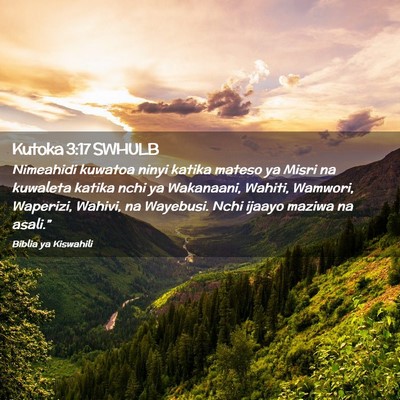 Picture 02 - Kutoka 3:17 SWHULB - Nimeahidi kuwatoa ninyi katika mateso ya Misri na - Bible Verse Picture