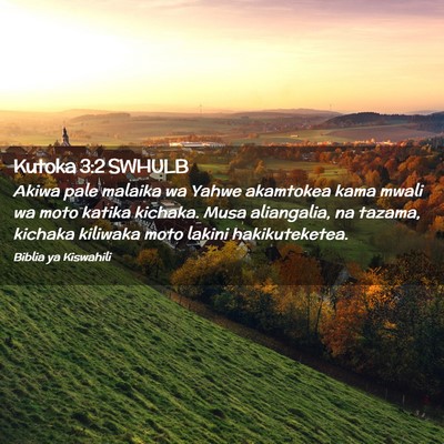 Picture 02 - Kutoka 3:2 SWHULB - Akiwa pale malaika wa Yahwe akamtokea kama mwali - Bible Verse Picture