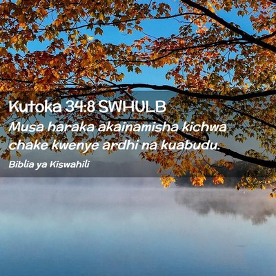 Picture 02 - Kutoka 34:8 SWHULB - Musa haraka akainamisha kichwa chake kwenye ardhi - Bible Verse Picture