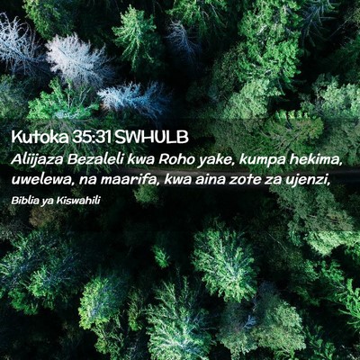 Picture 02 - Kutoka 35:31 SWHULB - Aliijaza Bezaleli kwa Roho yake, kumpa hekima, - Bible Verse Picture