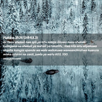Picture 02 - Kutoka 38:26 SWHULB - ile nusu shekeli kwa ajili ya mtu mmoja ilikuwa - Bible Verse Picture