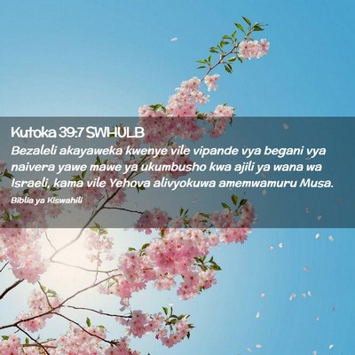 Picture 02 - Kutoka 39:7 SWHULB - Bezaleli akayaweka kwenye vile vipande vya begani - Bible Verse Picture