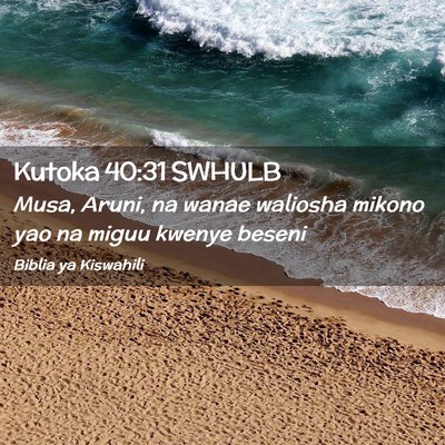 Picture 02 - Kutoka 40:31 SWHULB - Musa, Aruni, na wanae waliosha mikono yao na - Bible Verse Picture