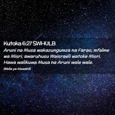 Picture 02 - Kutoka 6:27 SWHULB - Aruni na Musa wakazungumza na Farao, mfalme wa - Bible Verse Picture