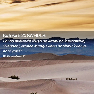 Picture 02 - Kutoka 8:25 SWHULB - Farao akawaita Musa na Aruni na kuwaambia, - Bible Verse Picture