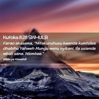 Picture 02 - Kutoka 8:28 SWHULB - Farao akasema, “Nitakuruhusu kwenda kumtolea - Bible Verse Picture