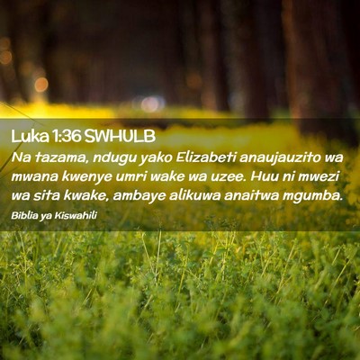 Picture 02 - Luka 1:36 SWHULB - Na tazama, ndugu yako Elizabeti anaujauzito wa - Bible Verse Picture