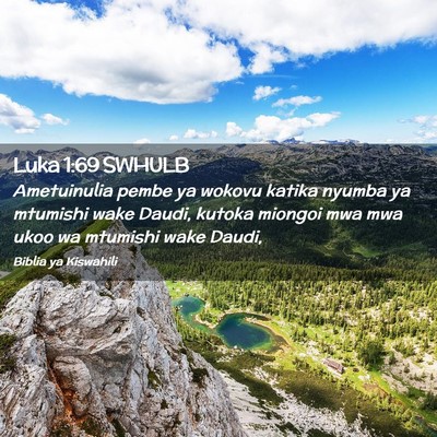 Picture 02 - Luka 1:69 SWHULB - Ametuinulia pembe ya wokovu katika nyumba ya - Bible Verse Picture