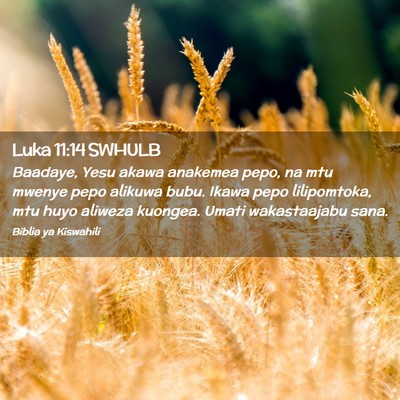 Picture 02 - Luka 11:14 SWHULB - Baadaye, Yesu akawa anakemea pepo, na mtu mwenye - Bible Verse Picture