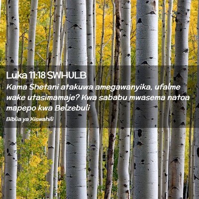 Picture 02 - Luka 11:18 SWHULB - Kama Shetani atakuwa amegawanyika, ufalme wake - Bible Verse Picture