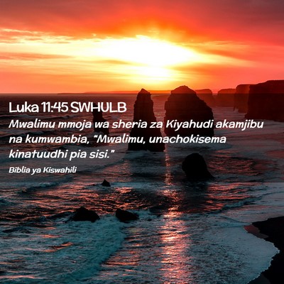 Picture 02 - Luka 11:45 SWHULB - Mwalimu mmoja wa sheria za Kiyahudi akamjibu na - Bible Verse Picture