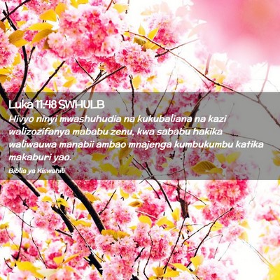 Picture 02 - Luka 11:48 SWHULB - Hivyo ninyi mwashuhudia na kukubaliana na kazi - Bible Verse Picture
