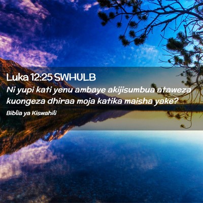 Picture 02 - Luka 12:25 SWHULB - Ni yupi kati yenu ambaye akijisumbua ataweza - Bible Verse Picture