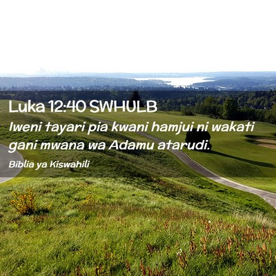 Picture 02 - Luka 12:40 SWHULB - Iweni tayari pia kwani hamjui ni wakati gani - Bible Verse Picture