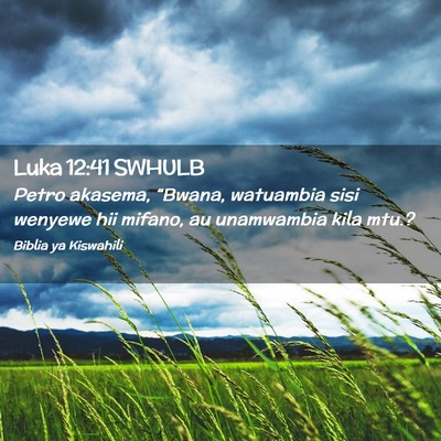 Picture 02 - Luka 12:41 SWHULB - Petro akasema, “Bwana, watuambia sisi wenyewe - Bible Verse Picture