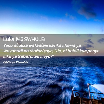 Picture 02 - Luka 14:3 SWHULB - Yesu aliuliza wataalam katika sheria ya Wayahudi - Bible Verse Picture